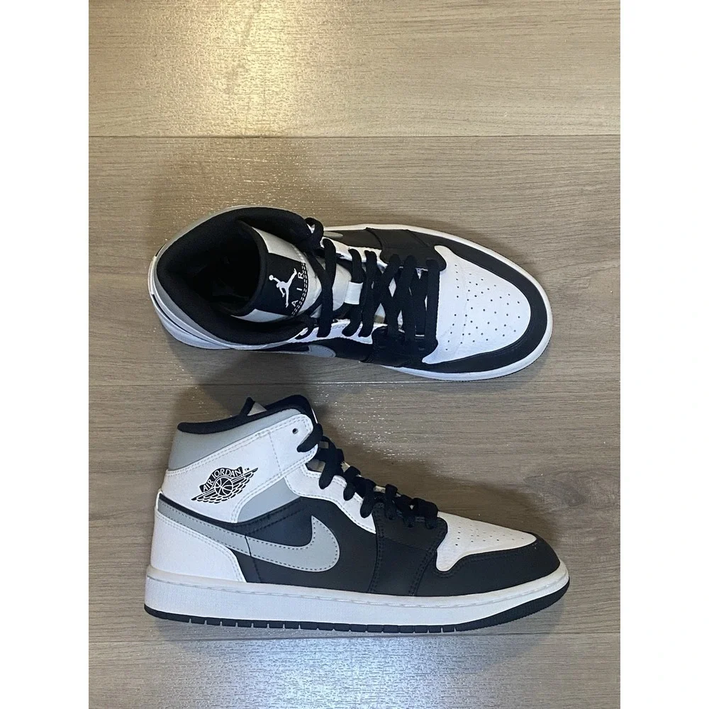Nike Air Jordan 1 Mid White Shadow Grey 554724-073 Men's Size 8